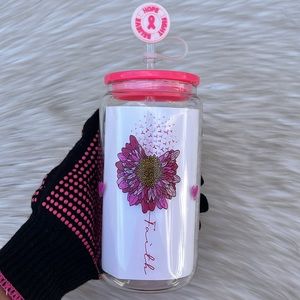 Hope Fight Believe Cow glass can 16oz